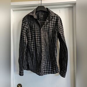 Armani exchange all over logo print button down shirt size medium